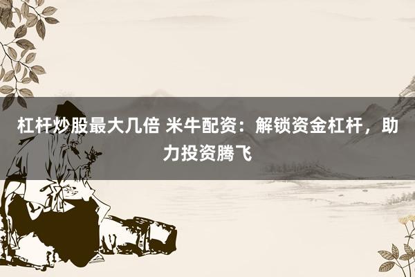 杠杆炒股最大几倍 米牛配资：解锁资金杠杆，助力投资腾飞