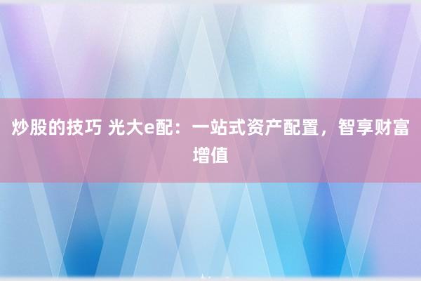 炒股的技巧 光大e配：一站式资产配置，智享财富增值