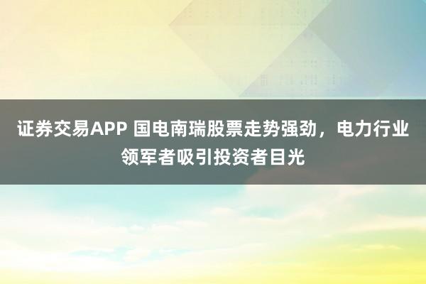 证券交易APP 国电南瑞股票走势强劲，电力行业领军者吸引投资者目光