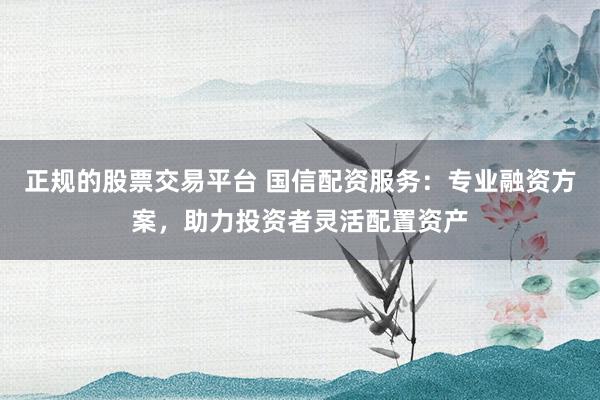 正规的股票交易平台 国信配资服务：专业融资方案，助力投资者灵活配置资产