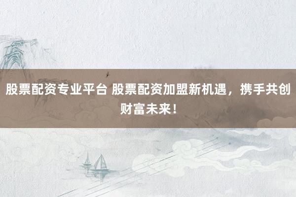 股票配资专业平台 股票配资加盟新机遇，携手共创财富未来！