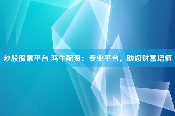 炒股股票平台 鸿牛配资：专业平台，助您财富增值