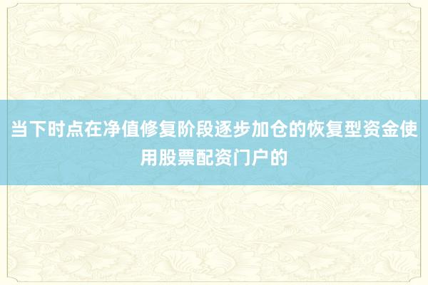 当下时点在净值修复阶段逐步加仓的恢复型资金使用股票配资门户的