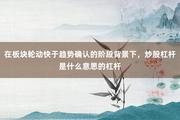 在板块轮动快于趋势确认的阶段背景下，炒股杠杆是什么意思的杠杆