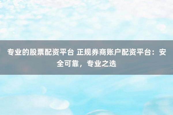 专业的股票配资平台 正规券商账户配资平台:安全可靠,专业之选