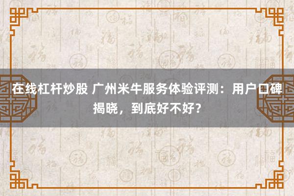 在线杠杆炒股 广州米牛服务体验评测：用户口碑揭晓，到底好不好？